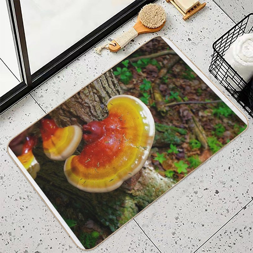 Wild Orange Mushroom in The Forest Nature Tree Print  Versatile Bath Mat
