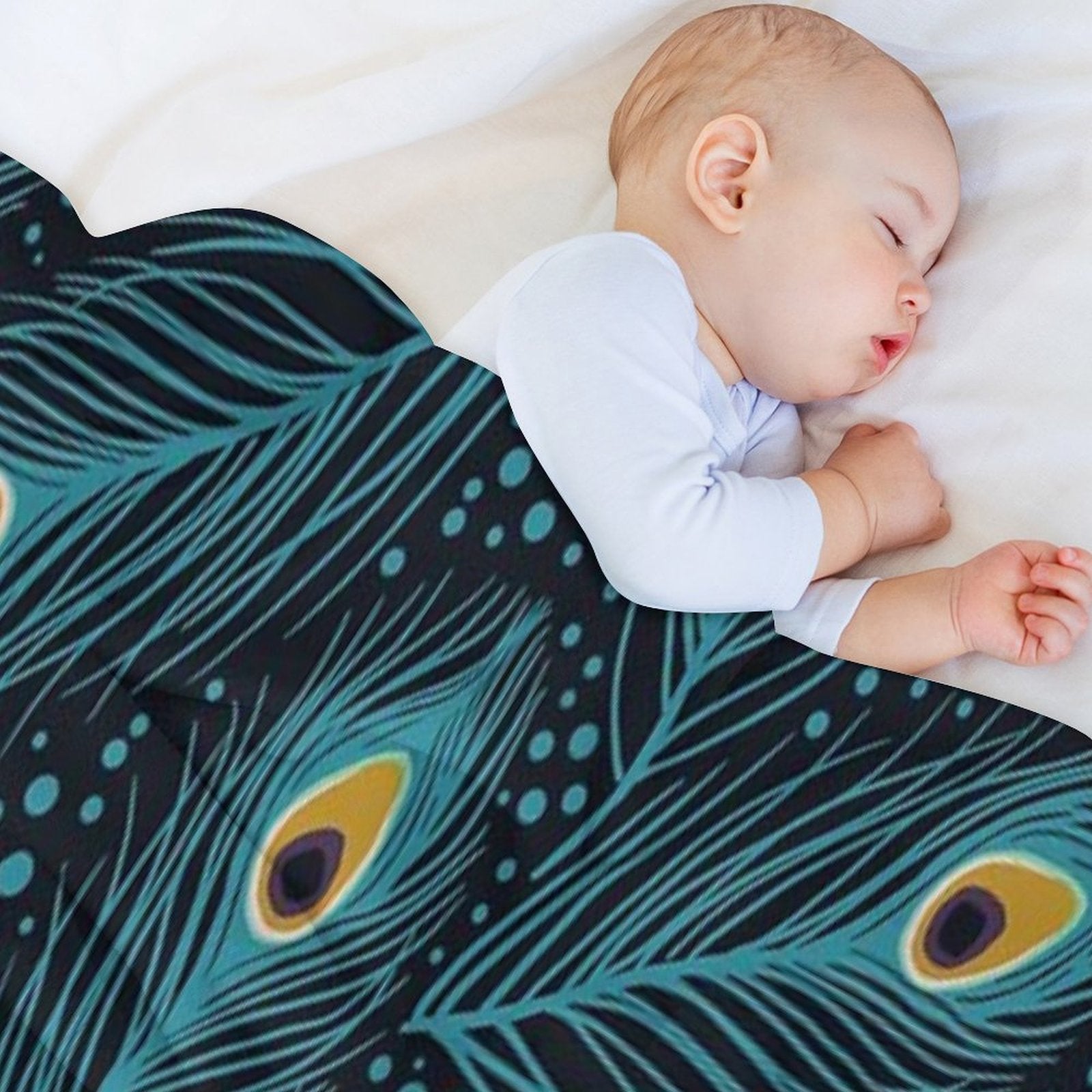 Feather Fantasy. Peacock Feathers Machine-washable Throw Blanket
