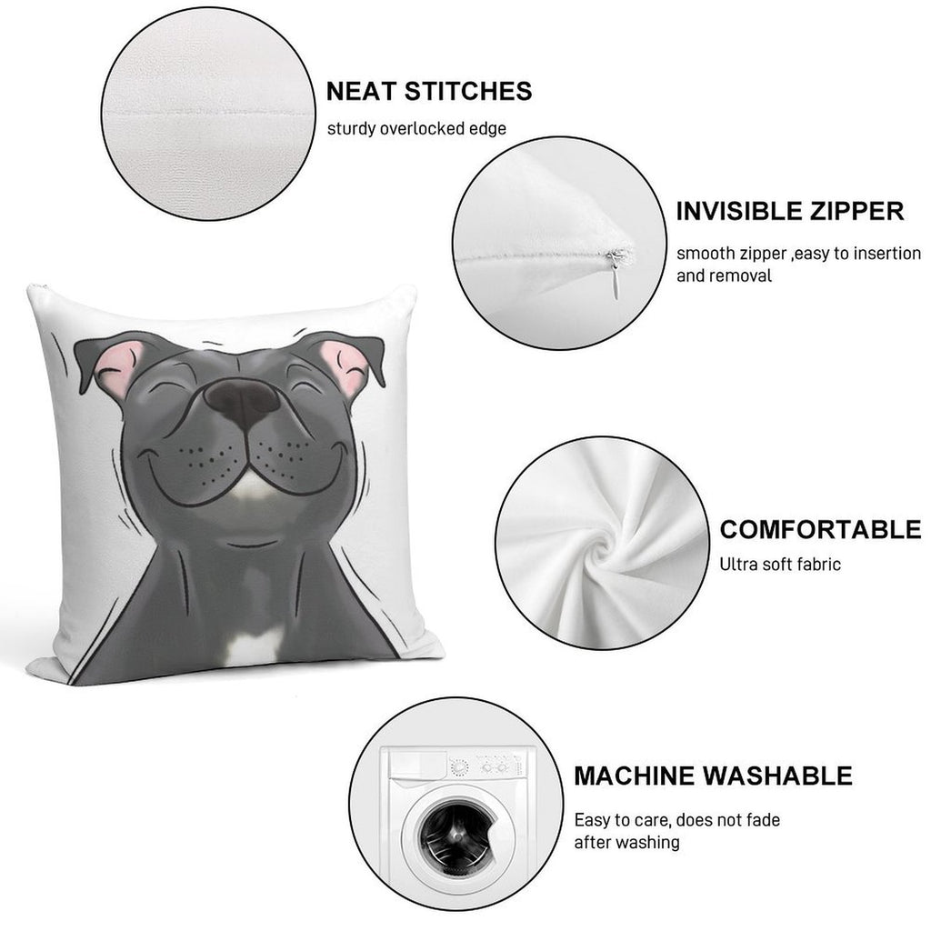 Smiling Blue Staffy Dog (stafford) Staffy Love Soft High-Density Material Throw Pillow