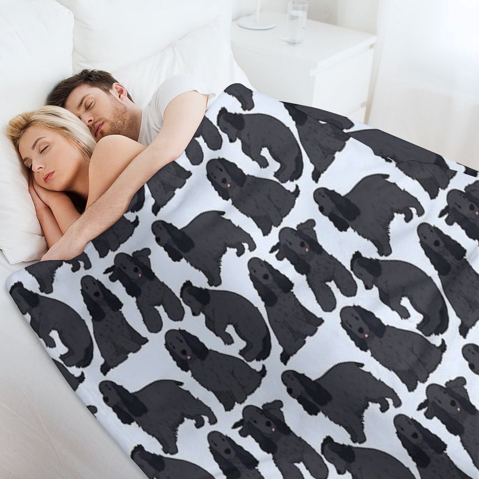 Cute Black English Cocker Spaniel Dog Pattern Gift-ready Throw Blanket