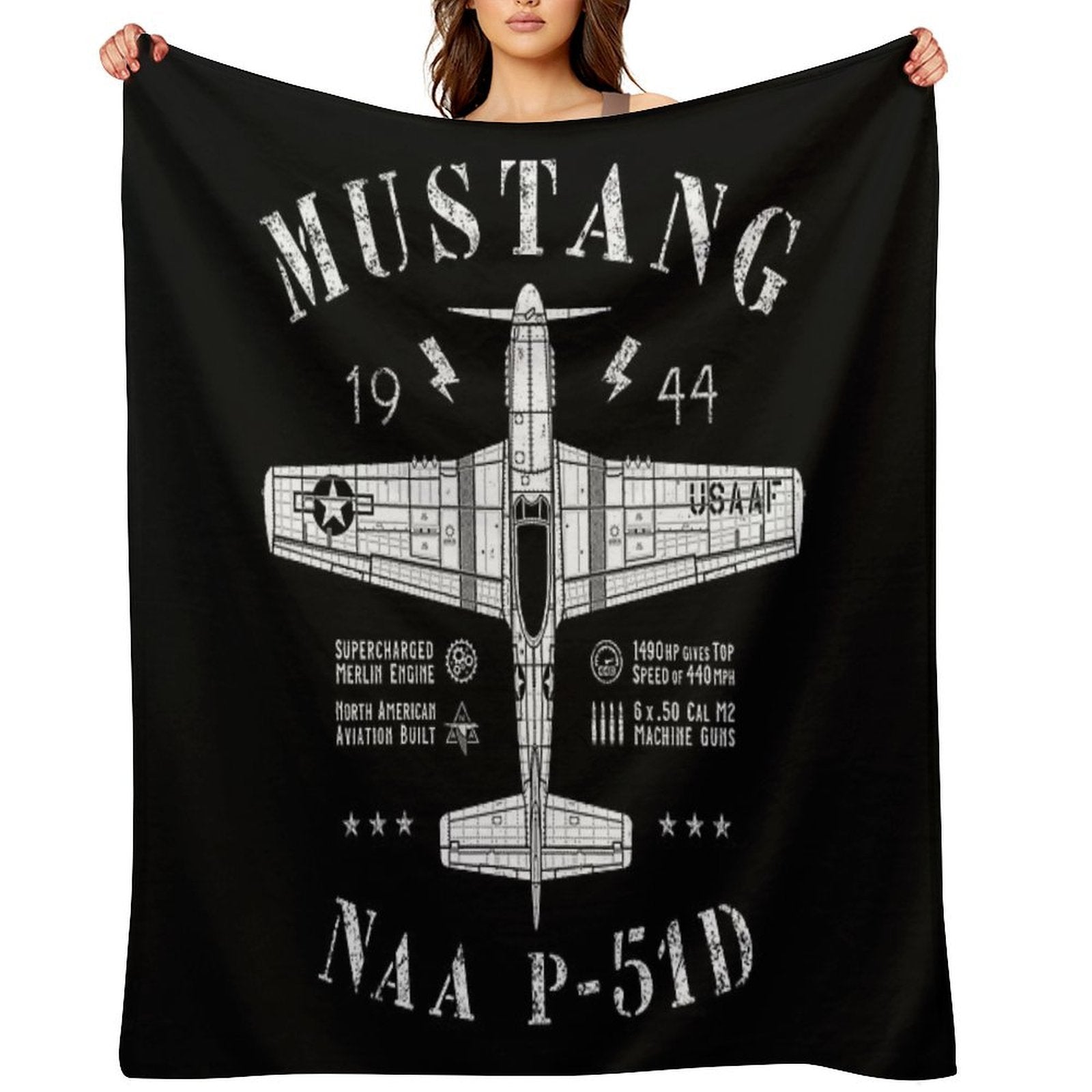 P-51 Mustang Sustainable Throw Blanket