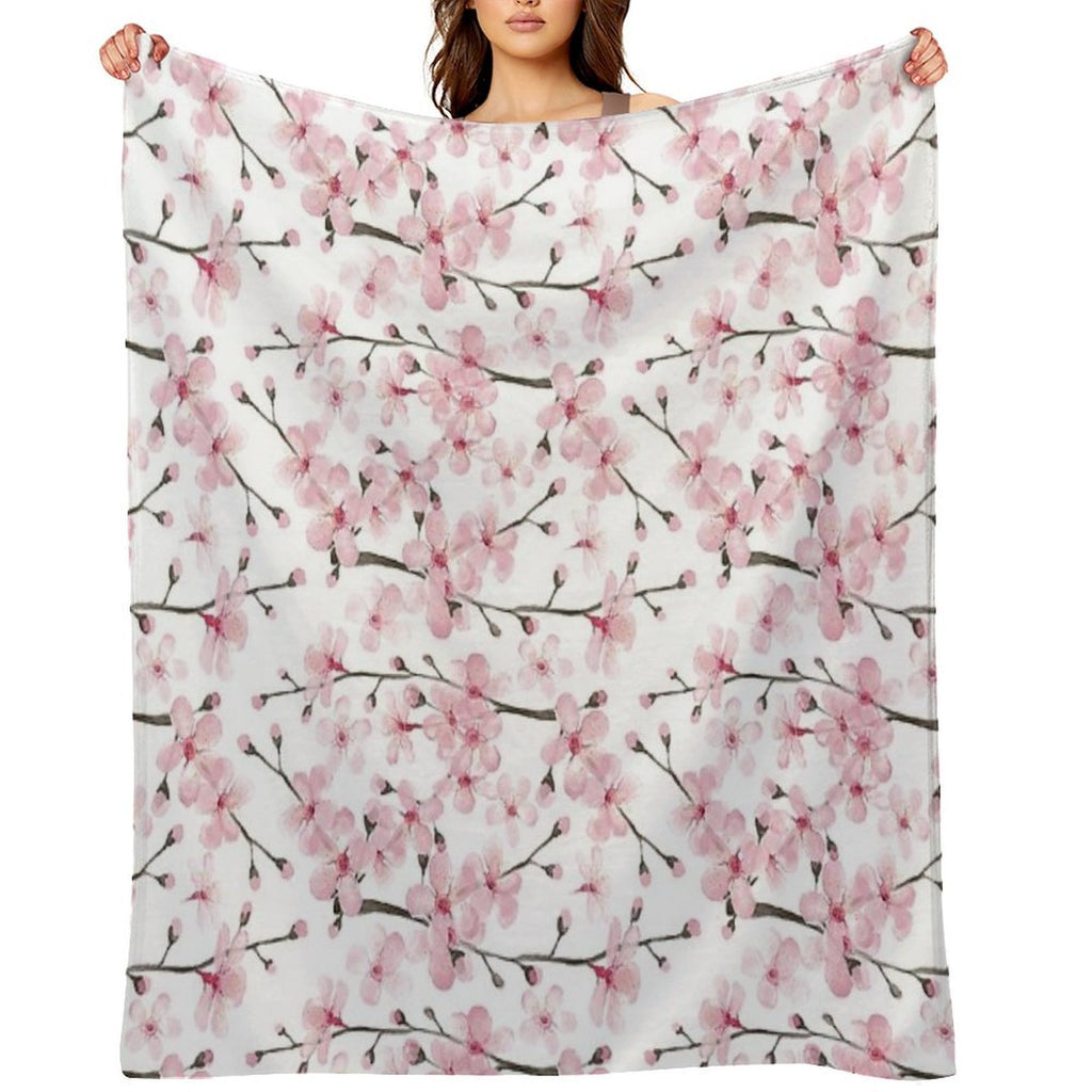 Cherry Blossom Watercolor Art by Magenta Rose Designs Anti-pilling Throw Blanket