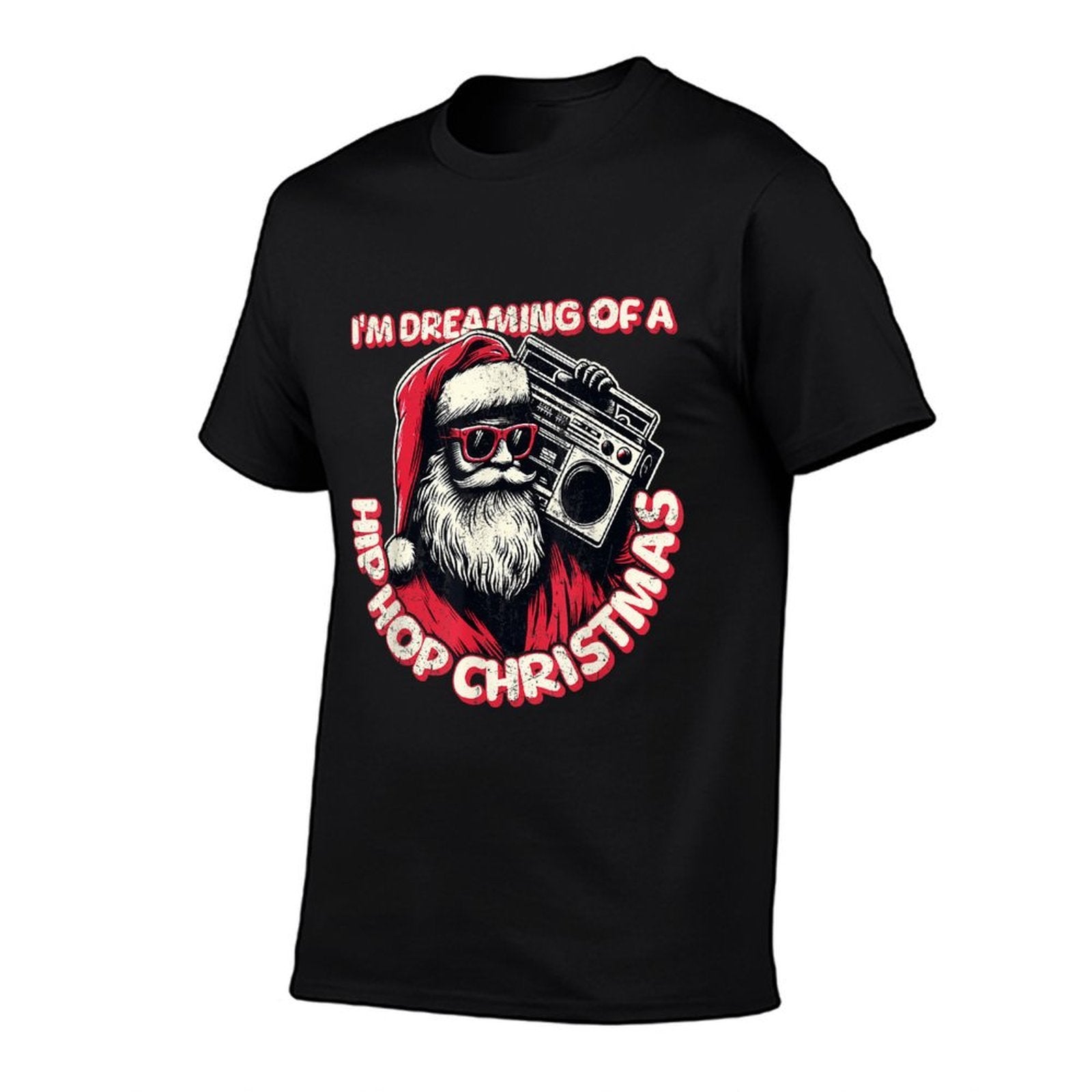 Hip Hop Christmas Santa with Boombox RB Holiday  Slim-fit Cut T-Shirt
