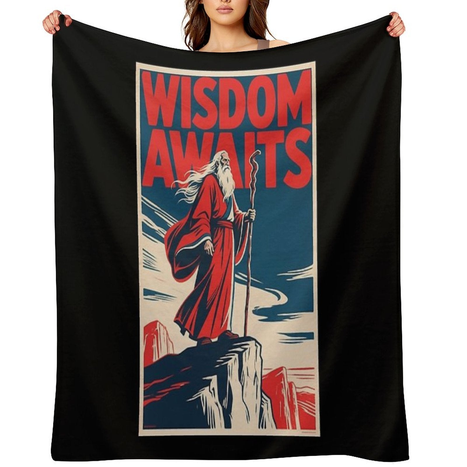 Wisdom Awaits – Hope Style Old Sage Retro 80s Quick-dry Throw Blanket