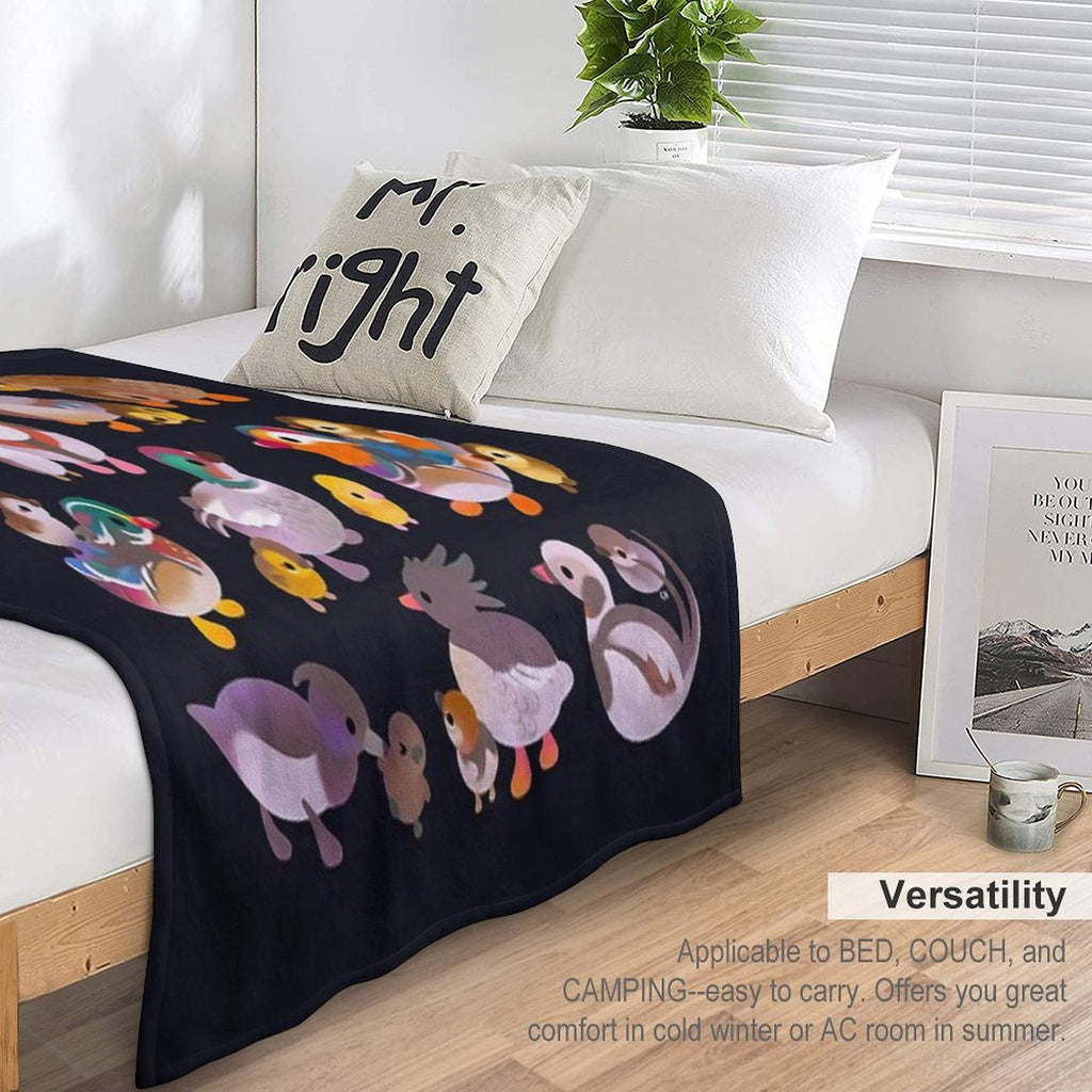 Duck And Duckling - Dark Comfort Throw Blanket