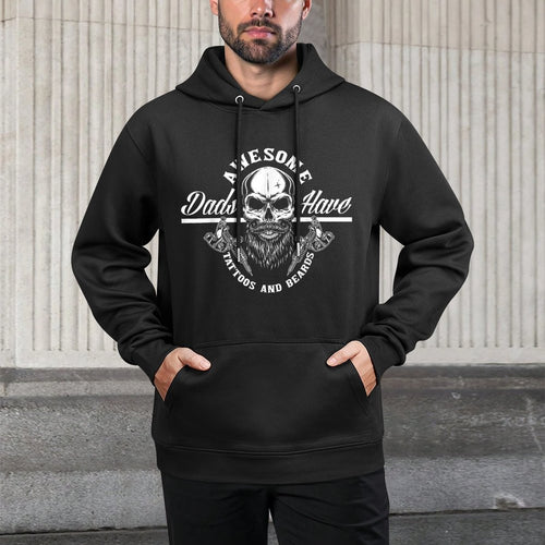Awesome Dads Have Tattoos And Beards Funny Father Dad Easy Care Hoodie