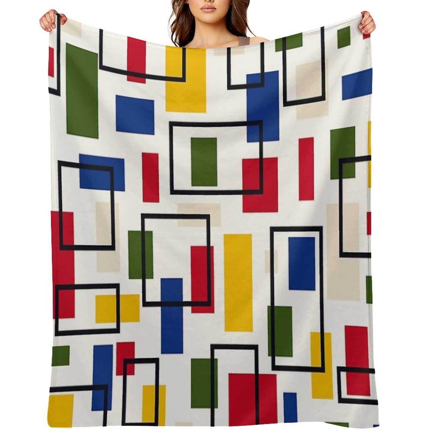 Mondrian Style Sustainable Throw Blanket