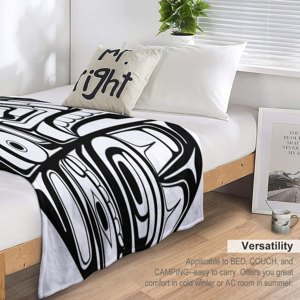 Orca Circle Formline Pendant Native American Salish Blackfish Velvety-soft Throw Blanket