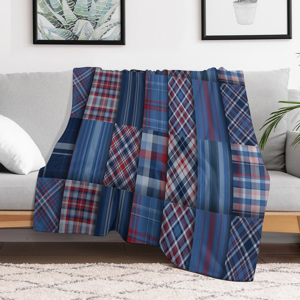 Plaid Tartan Red And Blue Quick-dry Throw Blanket