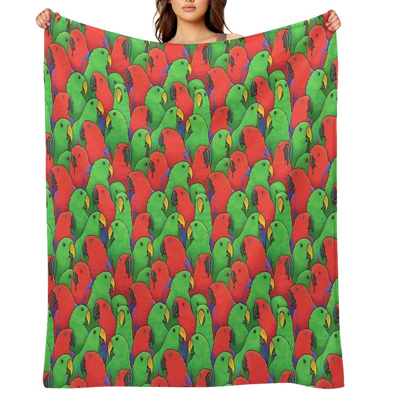 Male And Female Eclectus Parrots Sustainable Throw Blanket