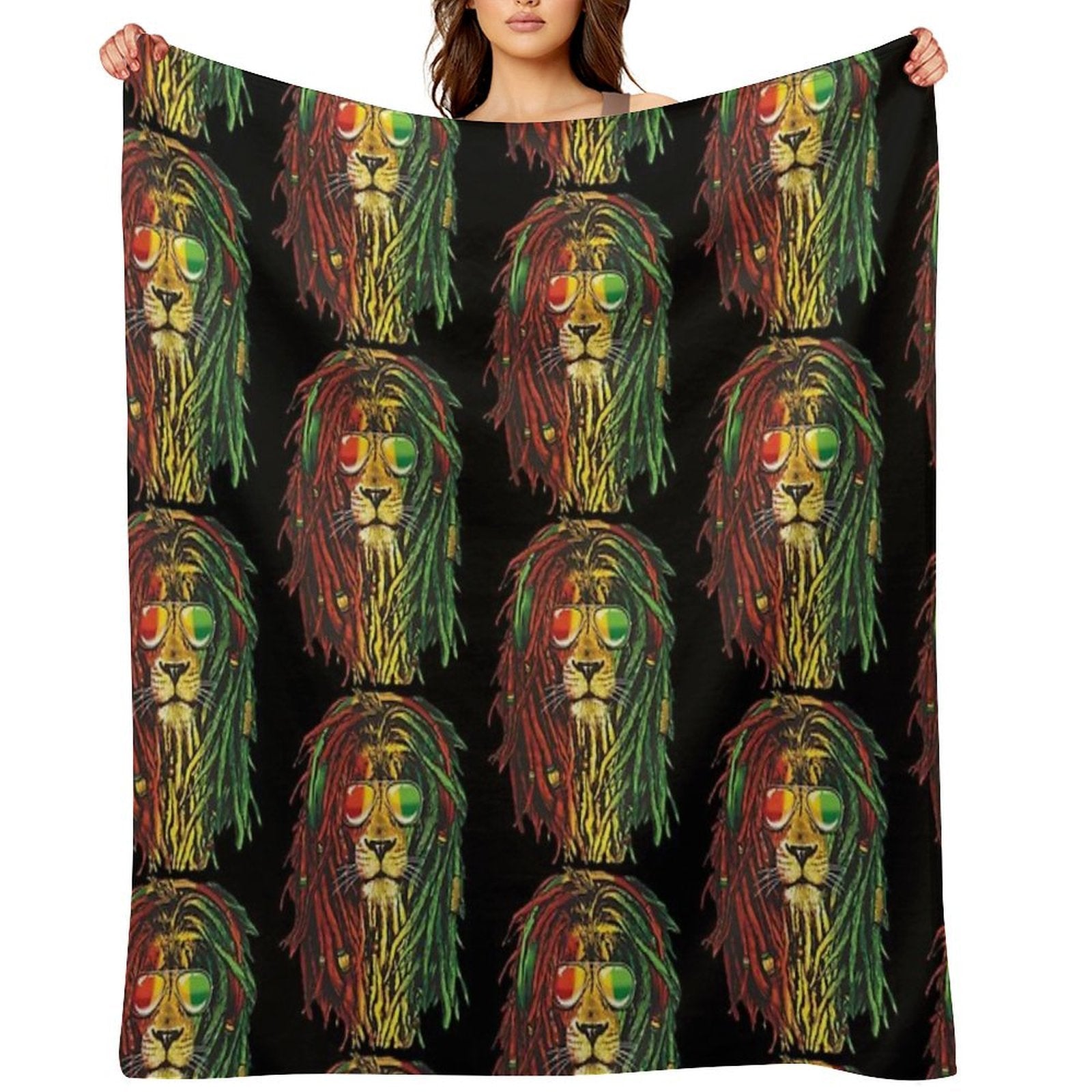 Rastafari Lion Reggae Lover Wrinkle-free Throw Blanket