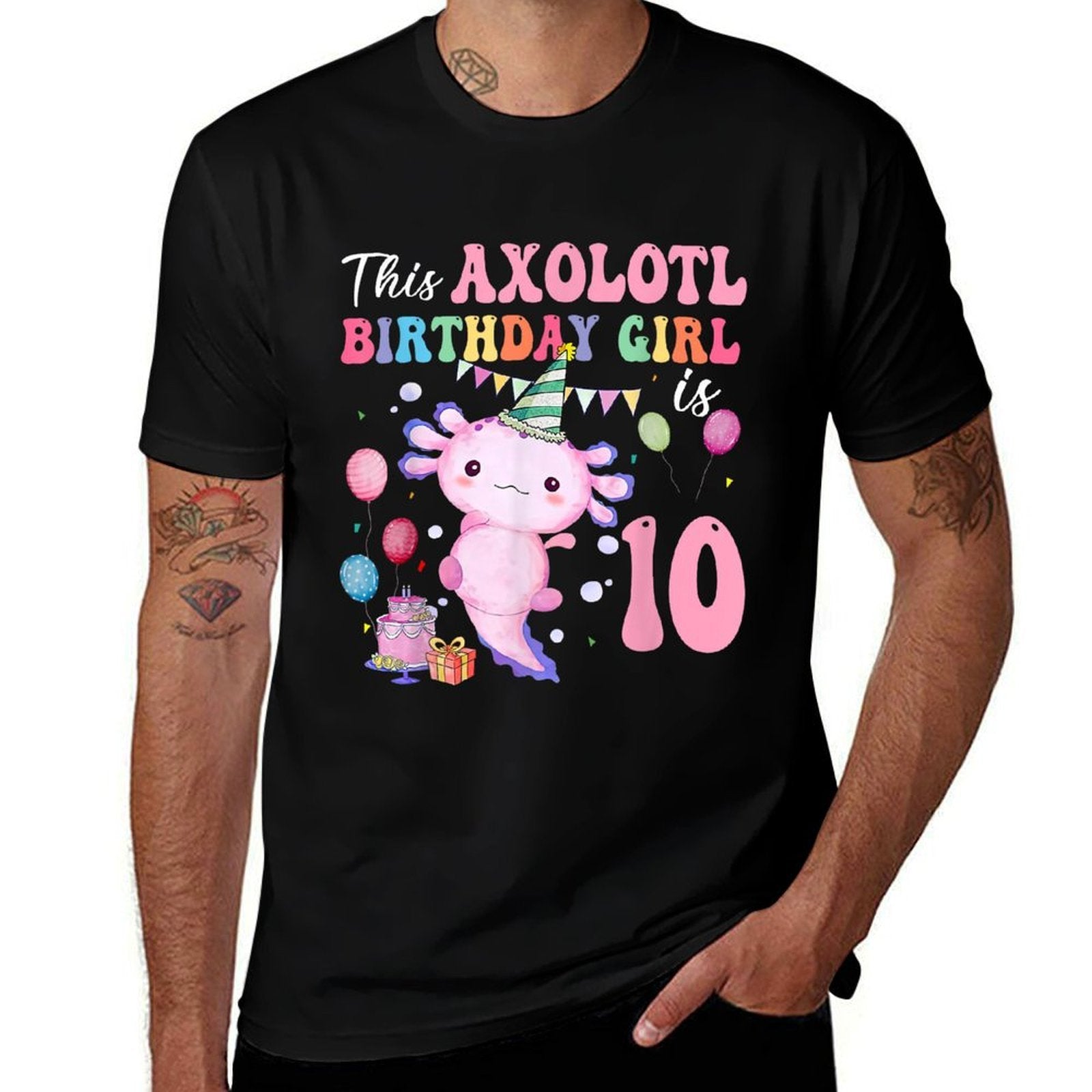 This Axolotl Birthday Girl Is 10 Years Old 10th Bday Party  Durable T-Shirt