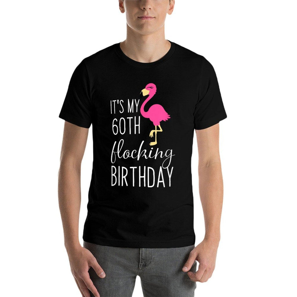 60th Birthday Gift Flamingo Fabulous  Heathered Texture T-Shirt