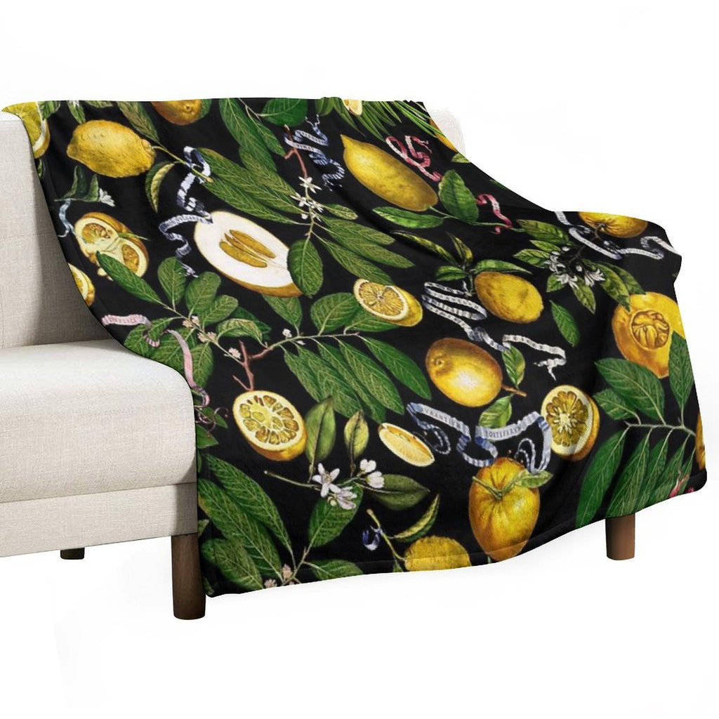 Lemon Tree - Black Eco-conscious Throw Blanket