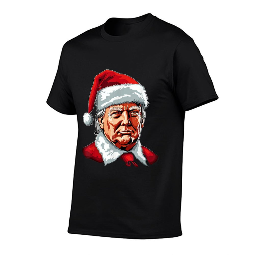 Santa Claus Trump Christmas Art Portrait Graphic Men Women  Rolled Sleeves T-Shirt
