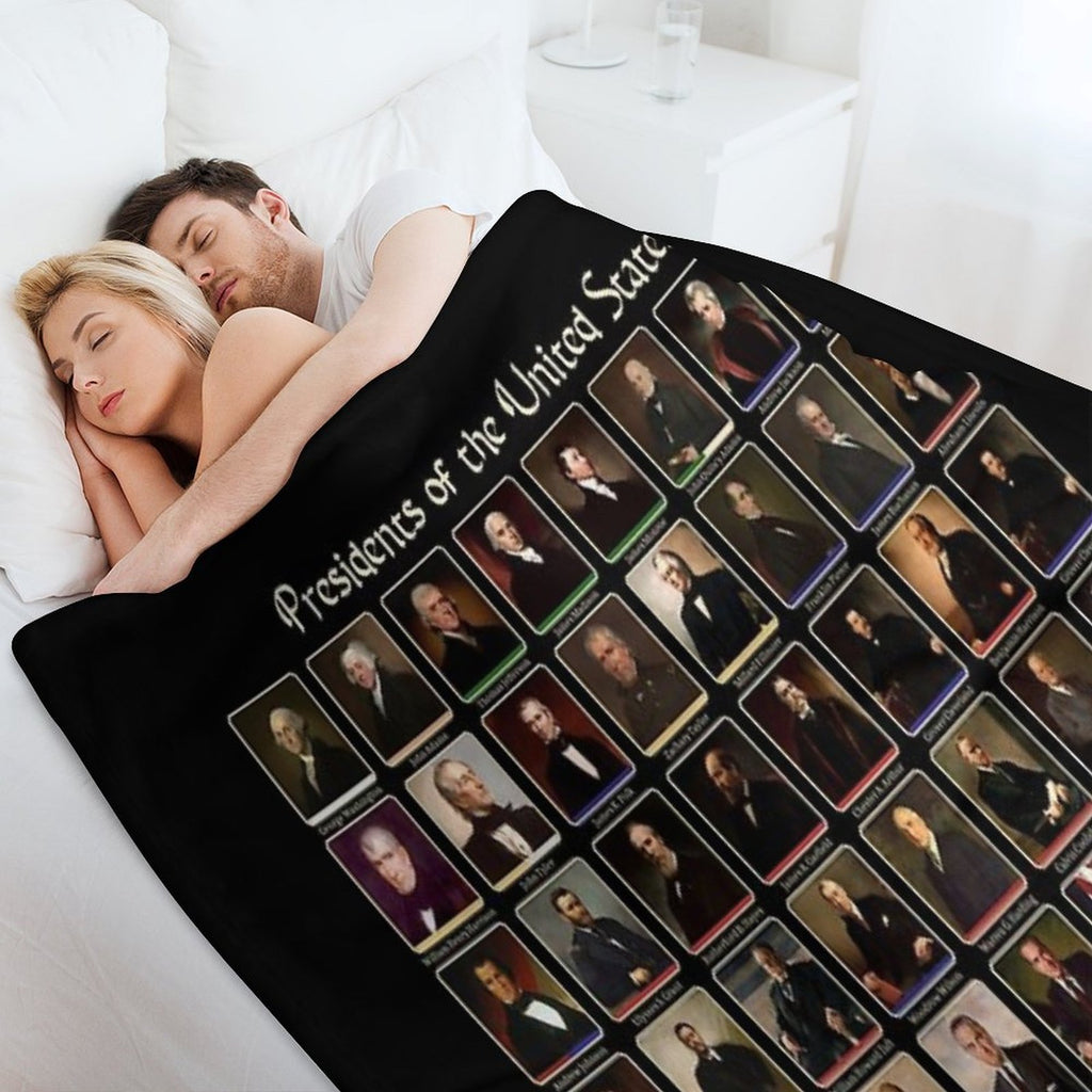 47 Presidents of The United States List (Updated - Including Trump) Premium Throw Blanket