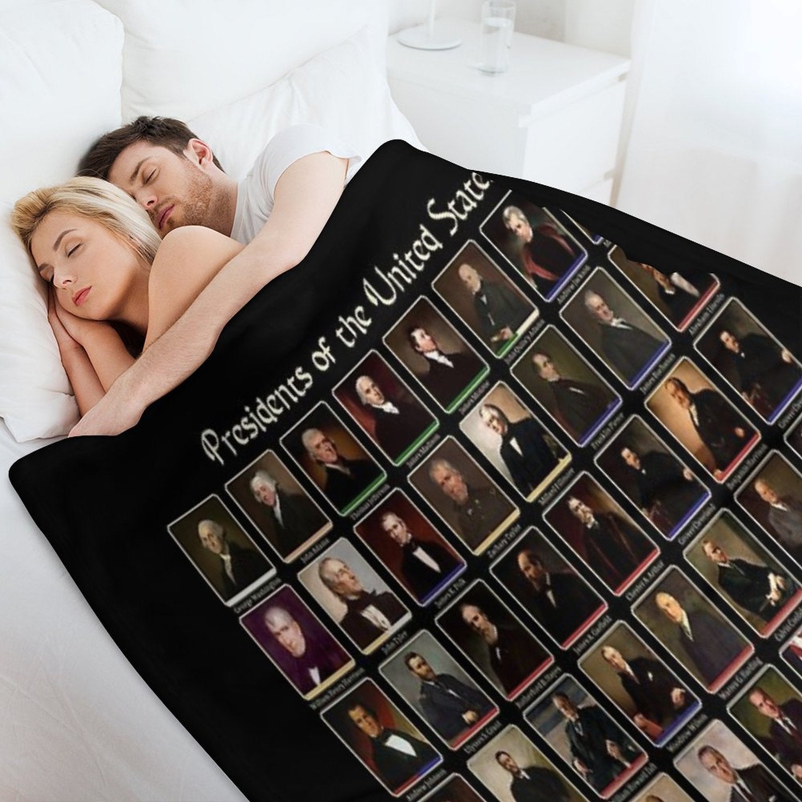 47 Presidents of The United States List (Updated - Including Trump) Premium Throw Blanket