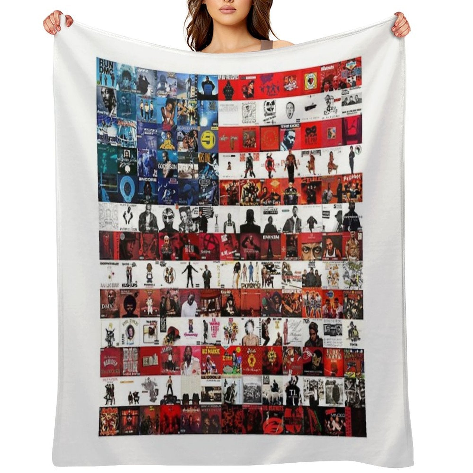 Hip Hop Album Cover Collage Flag Premium Throw Blanket