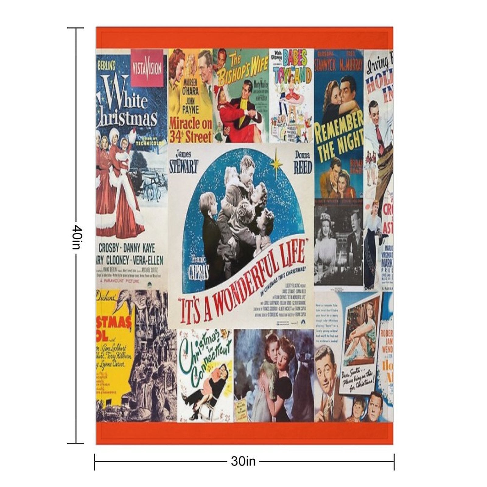 Classic Christmas Movies Retro Greeting Cards, Puzzle for Classic Movie Fans of 'It's A Wonderful Life,' White Christmas' And Multi-functional Throw Blanket