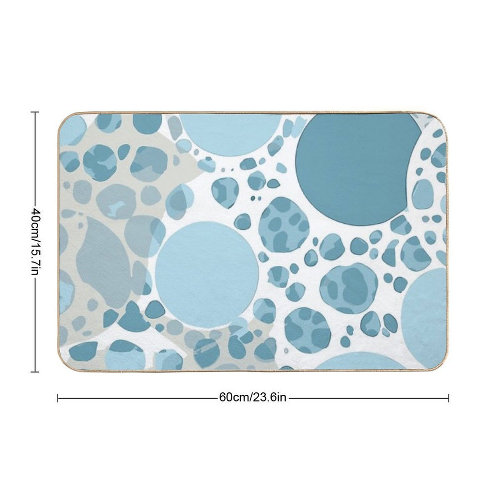 Blue And White Circular Spotted Illustration  Fade-Resistant Bath Mat