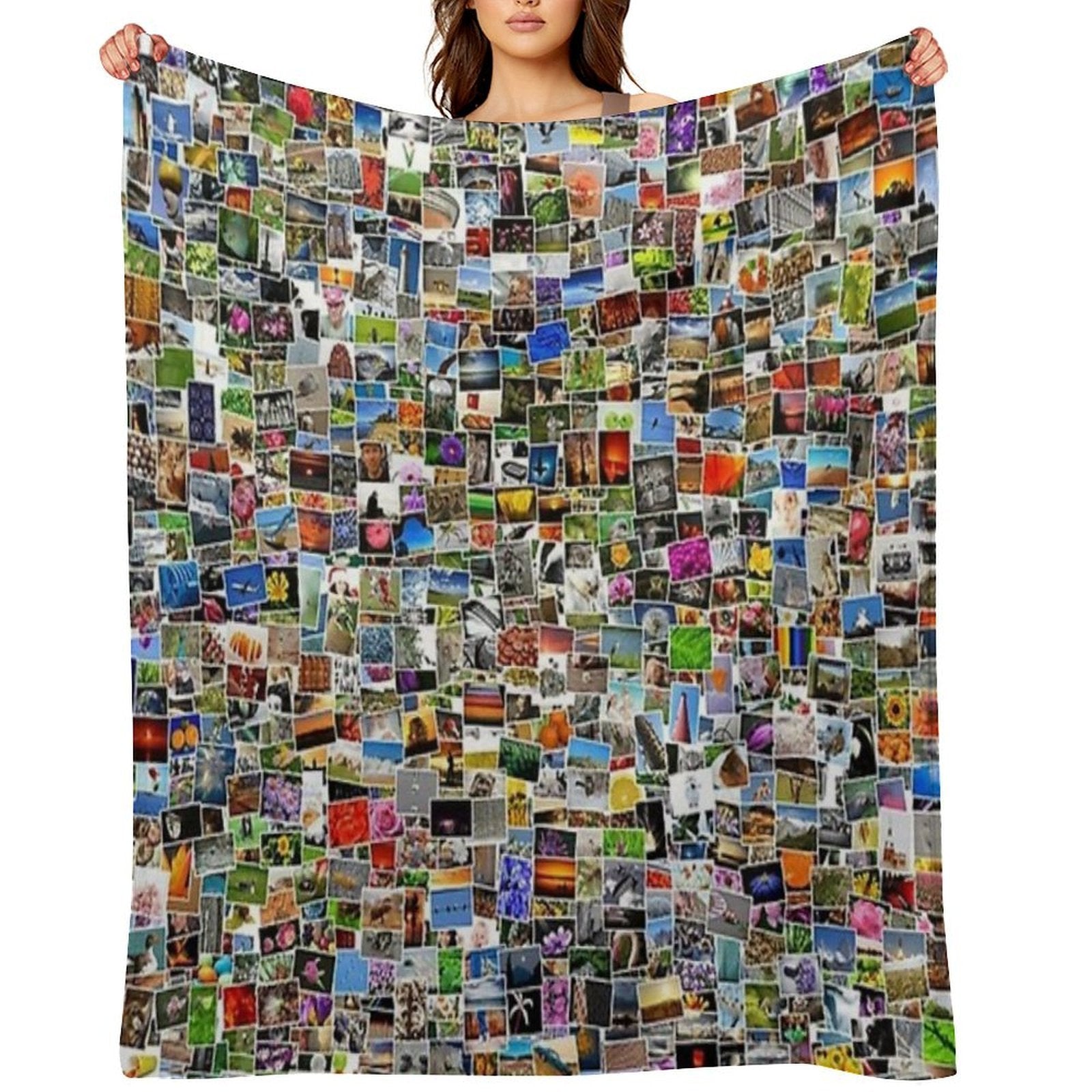 Art Abstract Retro Pattern Colorful Patchwork of Photos Gift-ready Throw Blanket