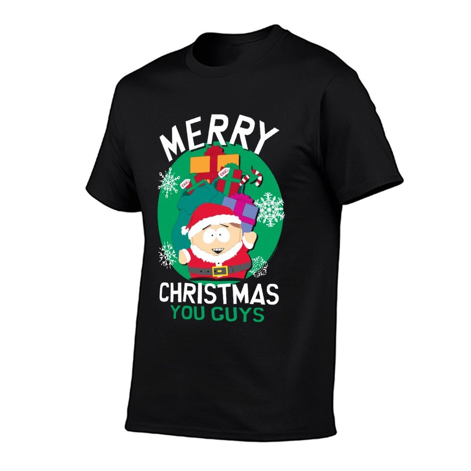 South Park Merry Christmas Cartman Funny Holiday Cartoon  Ribbed Collar T-Shirt