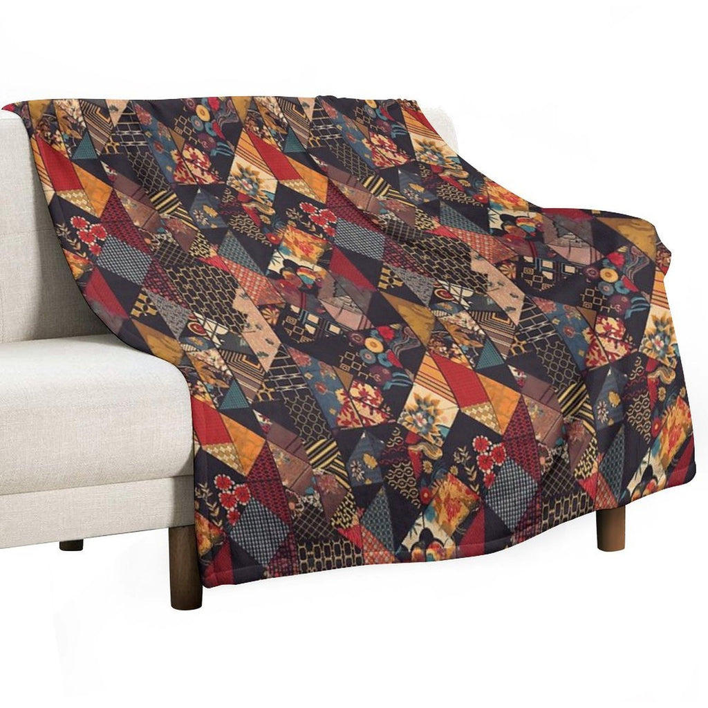 Symmetry Flow - Seamless Pattern Furoshiki Design Plush Throw Blanket