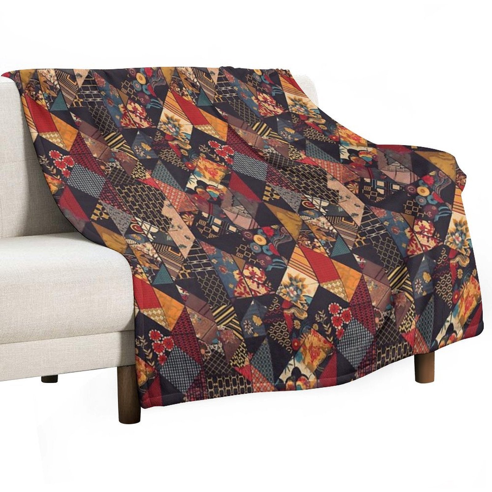 Symmetry Flow - Seamless Pattern Furoshiki Design Plush Throw Blanket