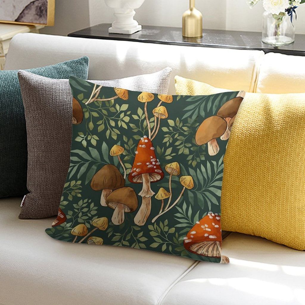 Woodland Mushroom Spray Soft Washable Throw Pillow
