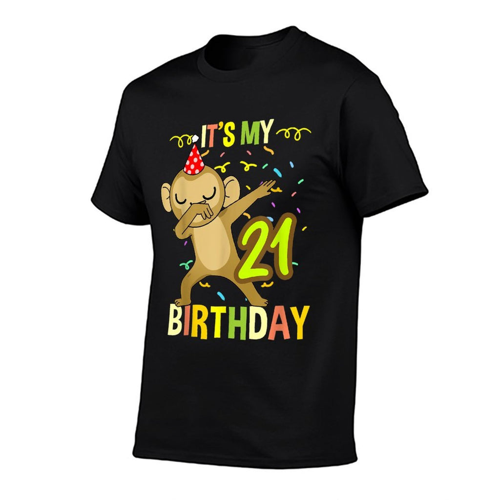 Its My 21st Birthday Dabbing Monkey  Rolled Sleeves T-Shirt