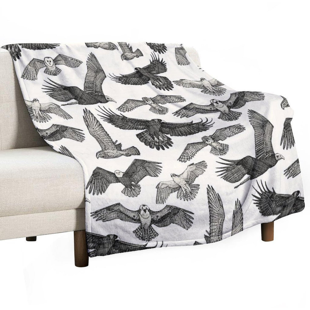 Birds of Prey Black Comfort Throw Blanket