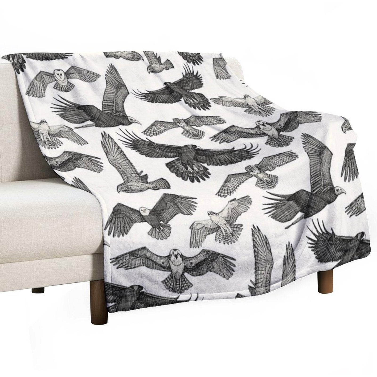 Birds of Prey Black Comfort Throw Blanket