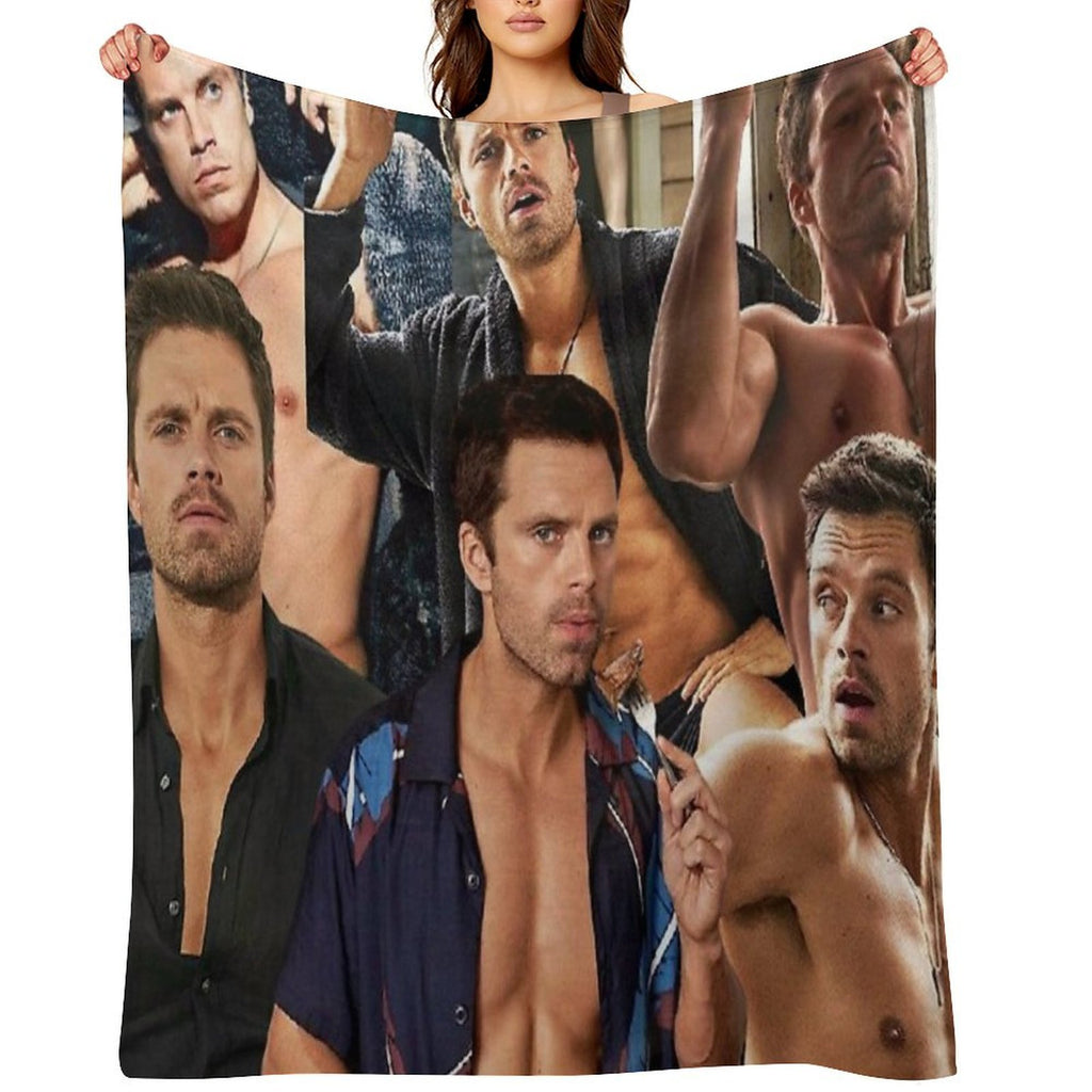 Sebastian Stan Collage Travel-friendly Throw Blanket