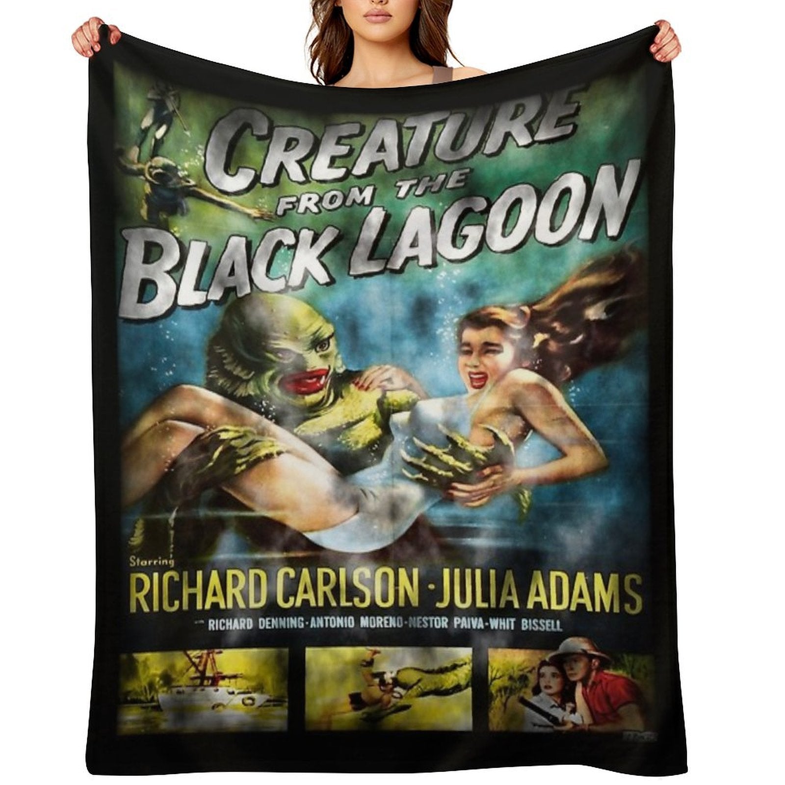 Creature From The Black Lagoon - Dark Version. Plush Throw Blanket