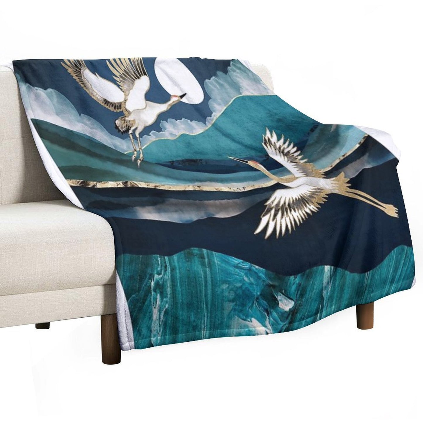 Midnight Cranes Gift-ready Throw Blanket