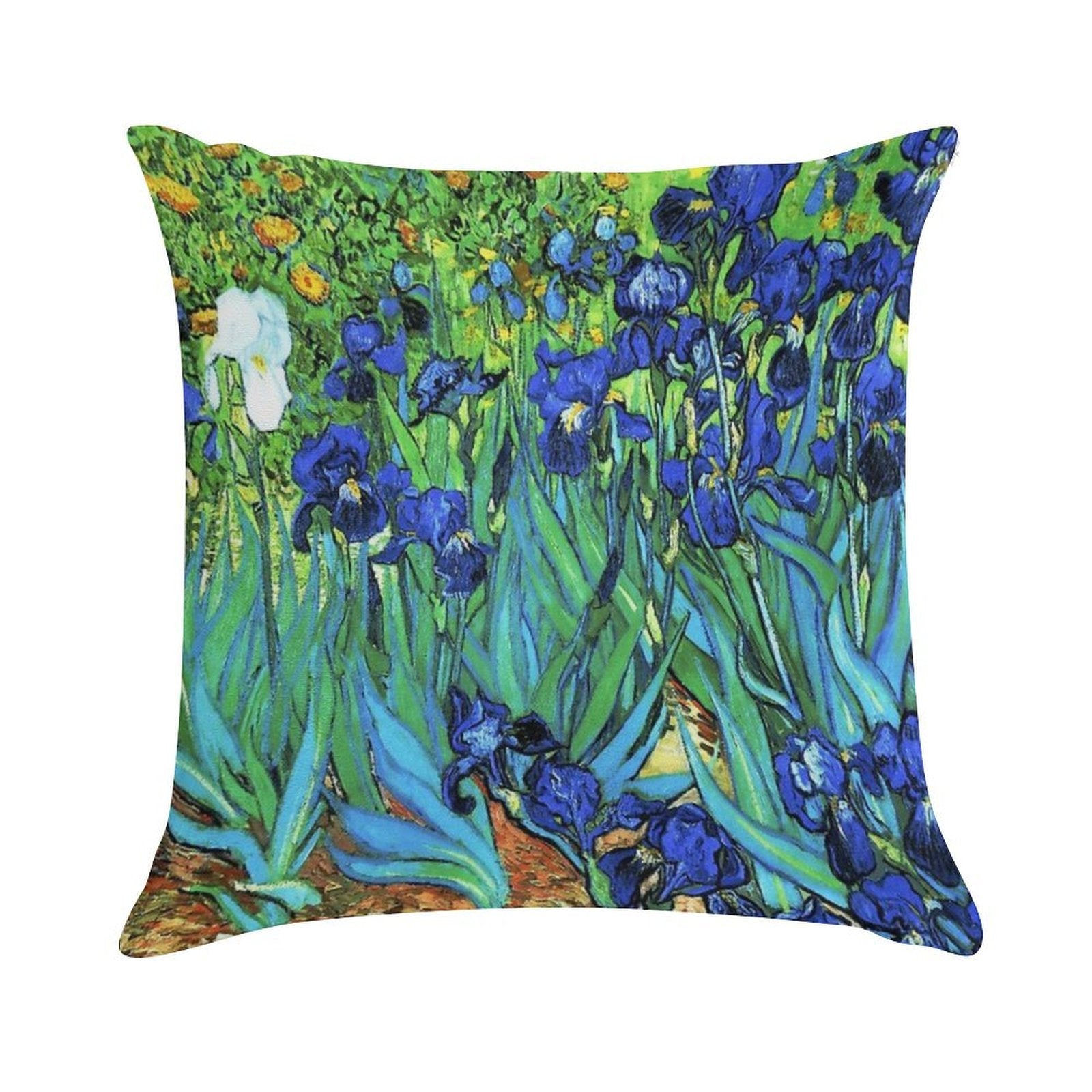 Van Gogh HDR Garden Irises Soft Gift Ready Throw Pillow