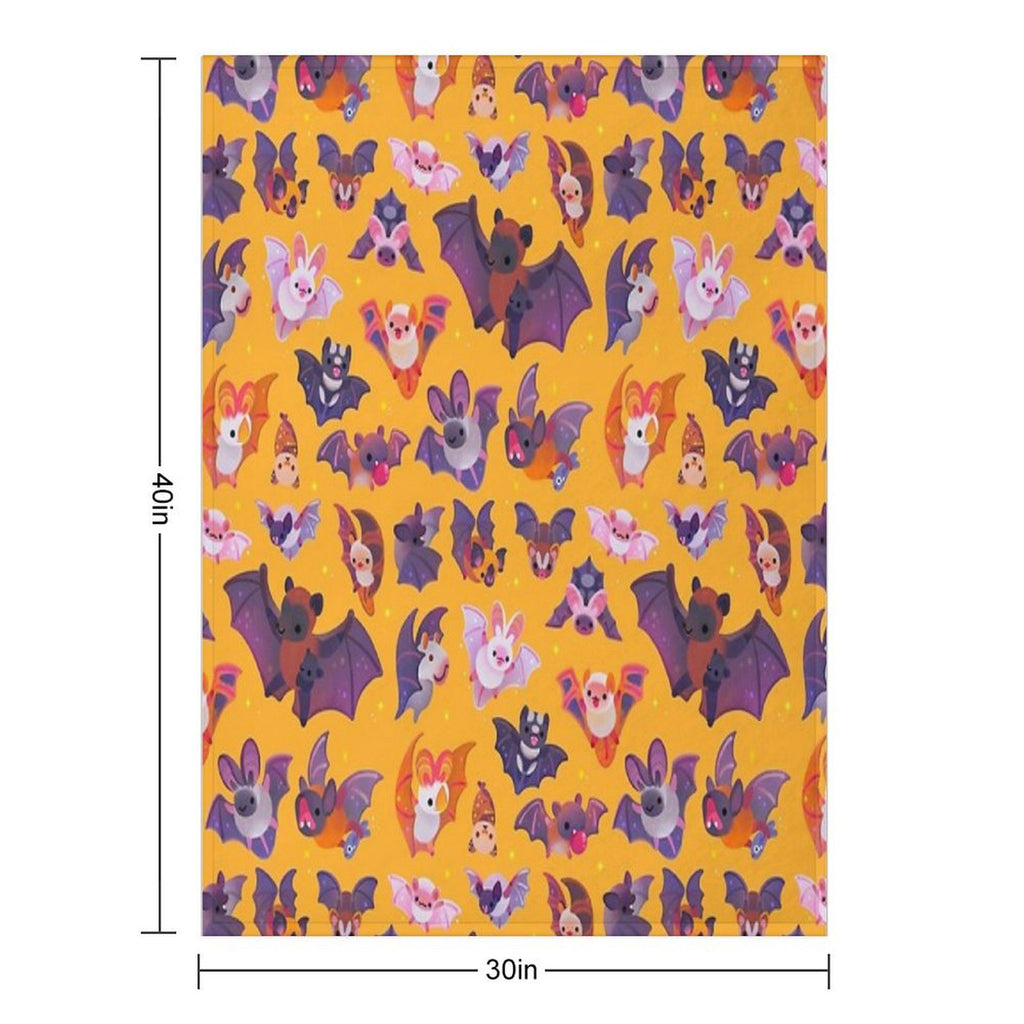 Bat - Yellow Velvety-soft Throw Blanket