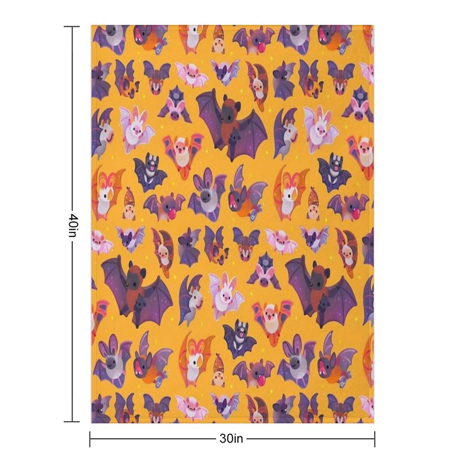 Bat - Yellow Velvety-soft Throw Blanket