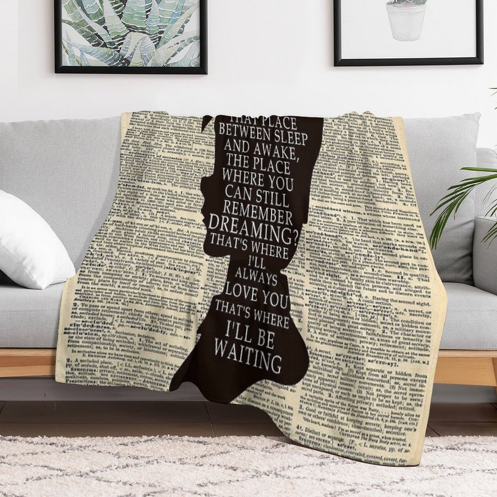 Peter Pan Over Vintage Dictionary Page - That Place Velvety-soft Throw Blanket