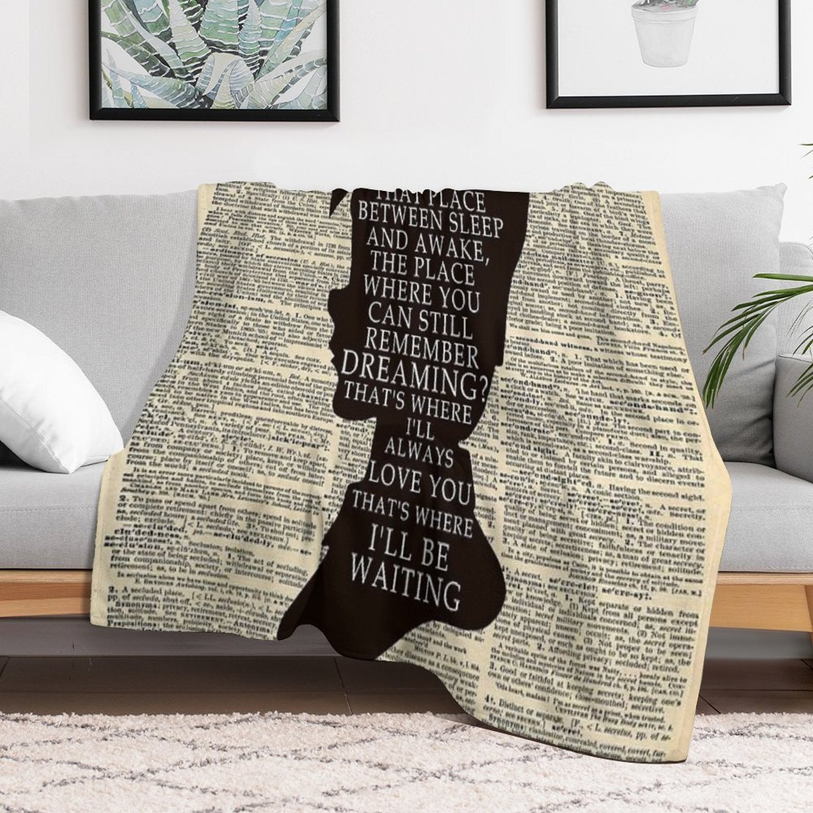 Peter Pan Over Vintage Dictionary Page - That Place Velvety-soft Throw Blanket