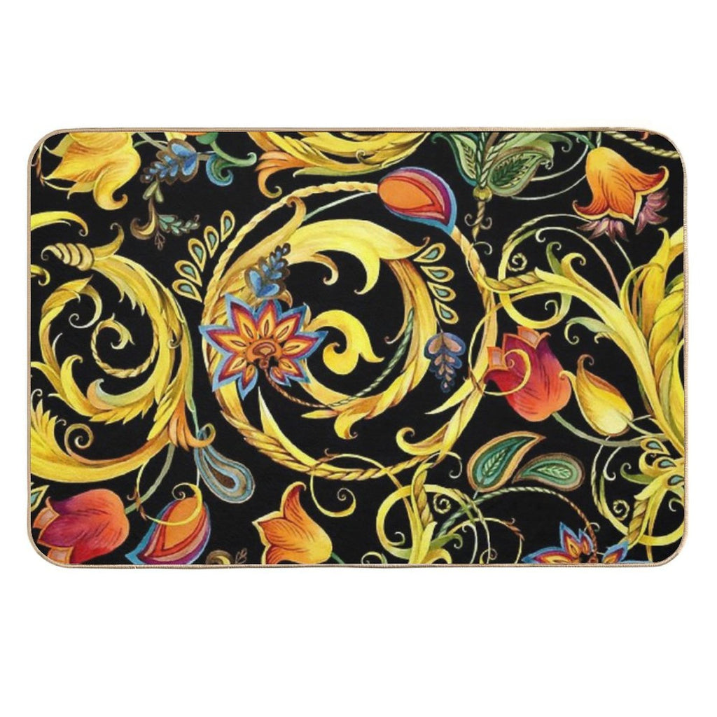 Vintage Golden Chains, Gold Flower,  Stain-Proof Bath Mat