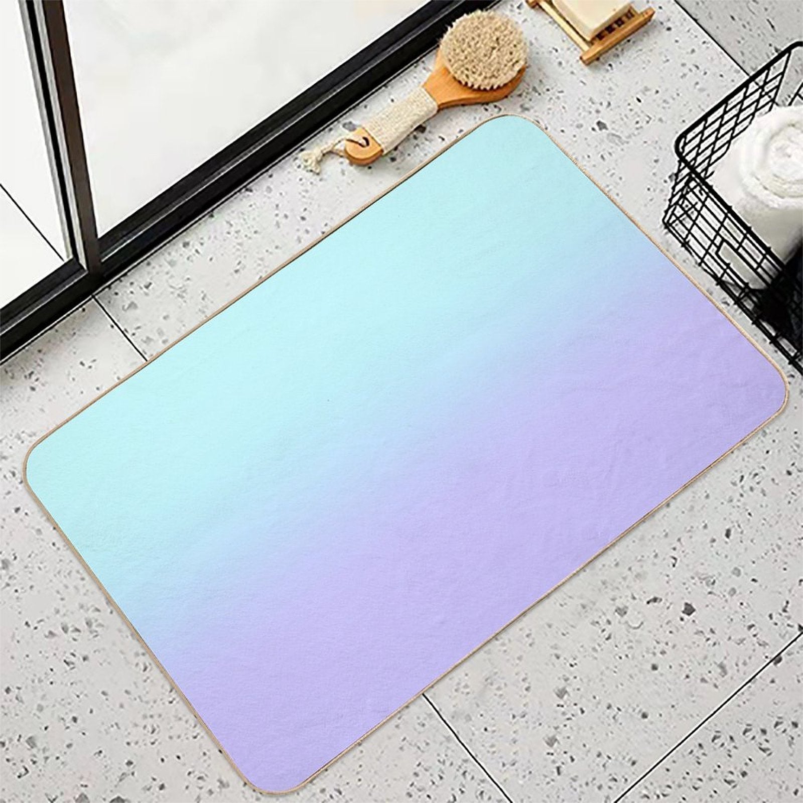 Aqua Lavender Gradient  Rapid-Drying Bath Mat