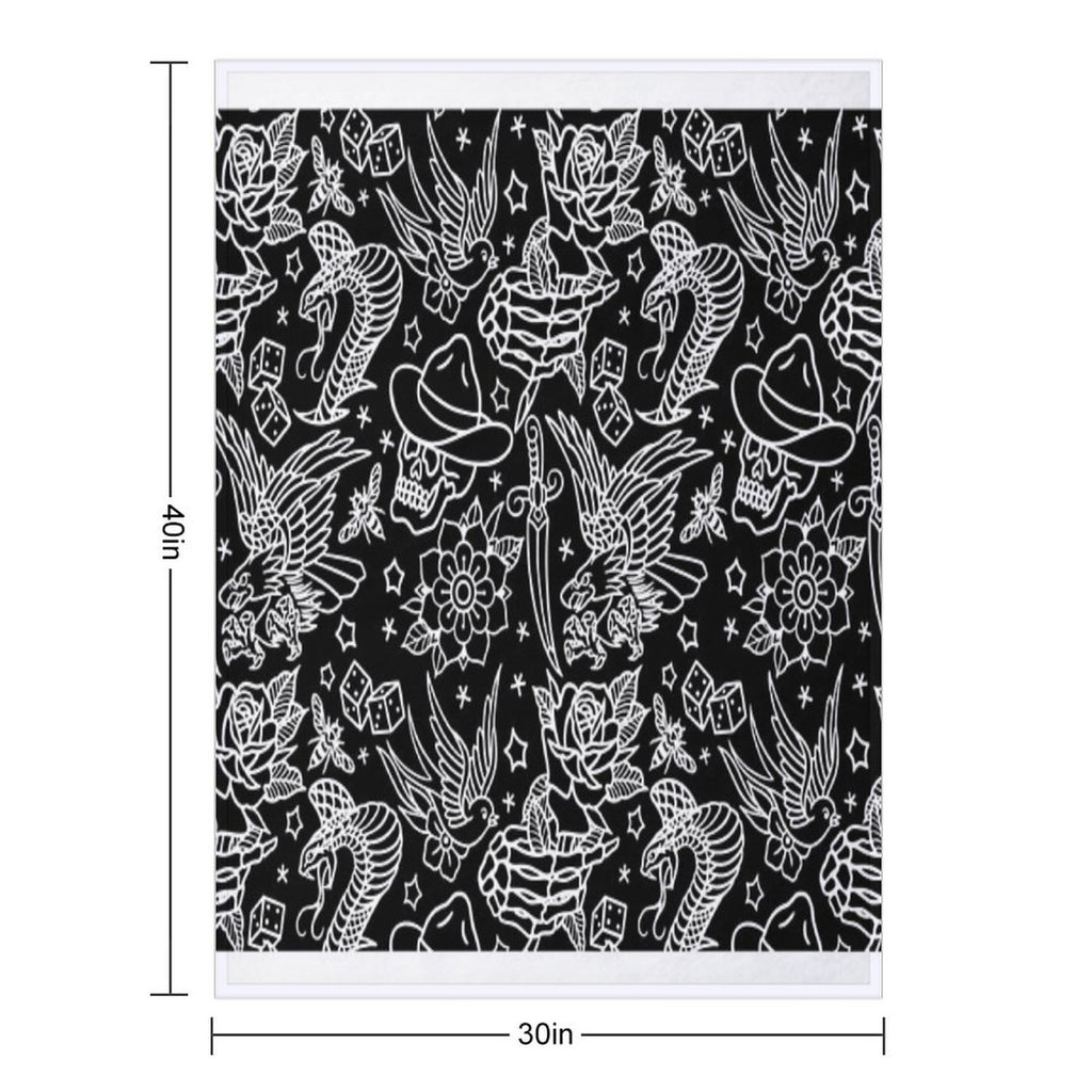 American Traditional Tattoo Flash Print Easy Care Throw Blanket