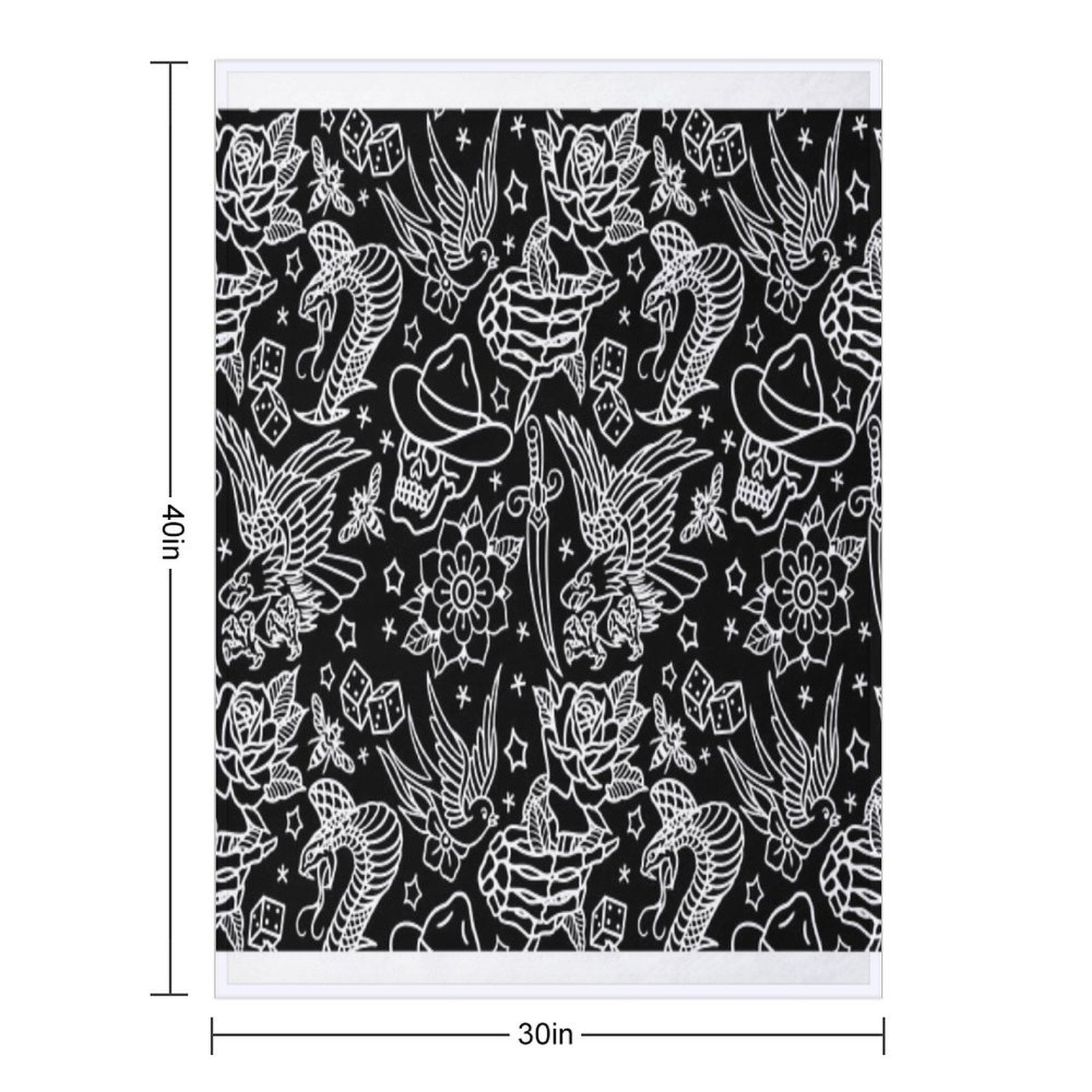 American Traditional Tattoo Flash Print Easy Care Throw Blanket