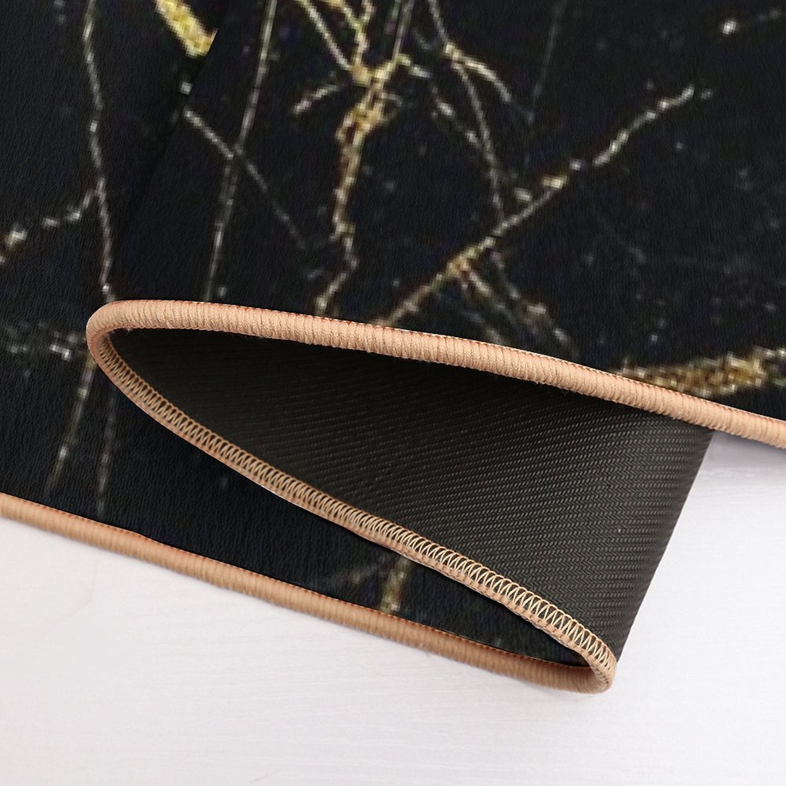 Black Gold Marble  Repositionable Bath Mat