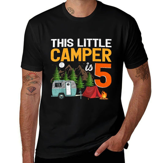 This Little Camper Is 5 Year Old Camping 5th Birthday  Slim-fit Cut T-Shirt