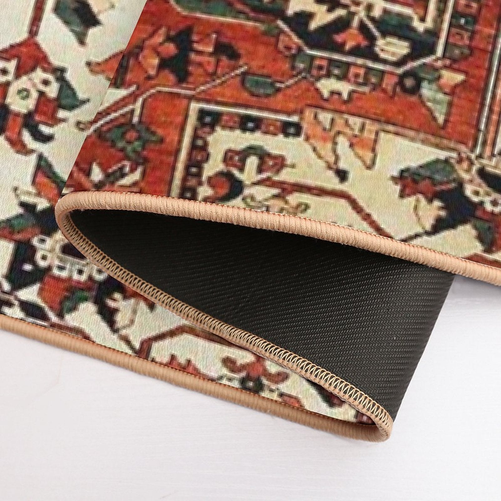 Antique Persian Heriz Rug Print Durable Bath Mat