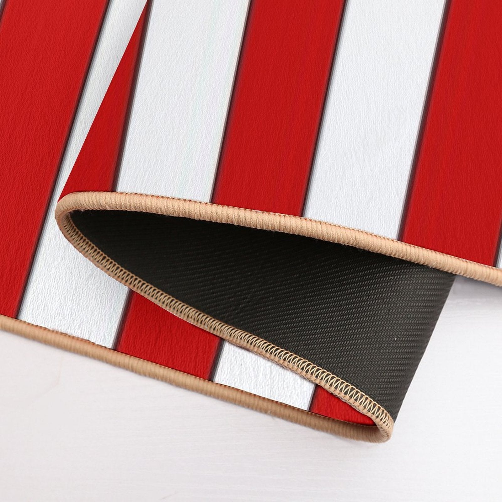 Retro Red & White Striped Team Colours  Absorbent Bath Mat