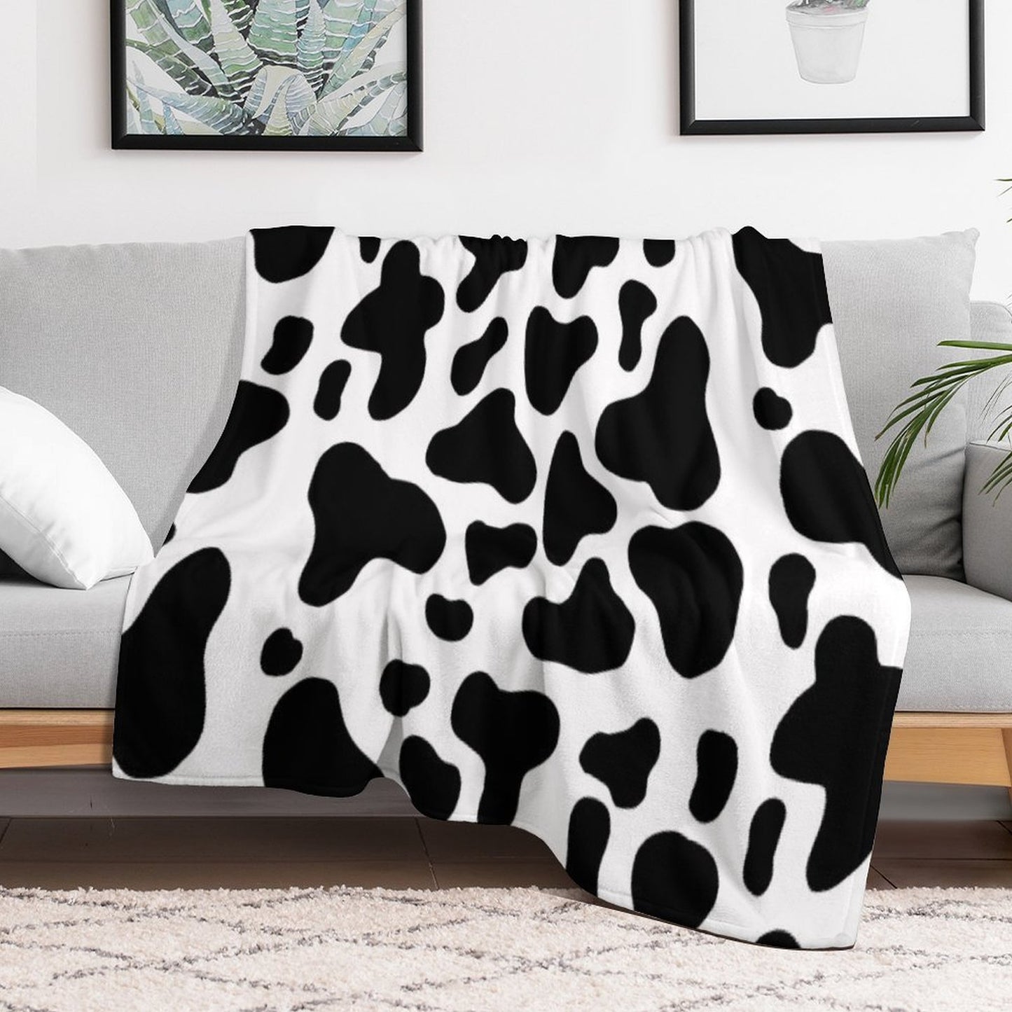 Cow Print Compact Throw Blanket