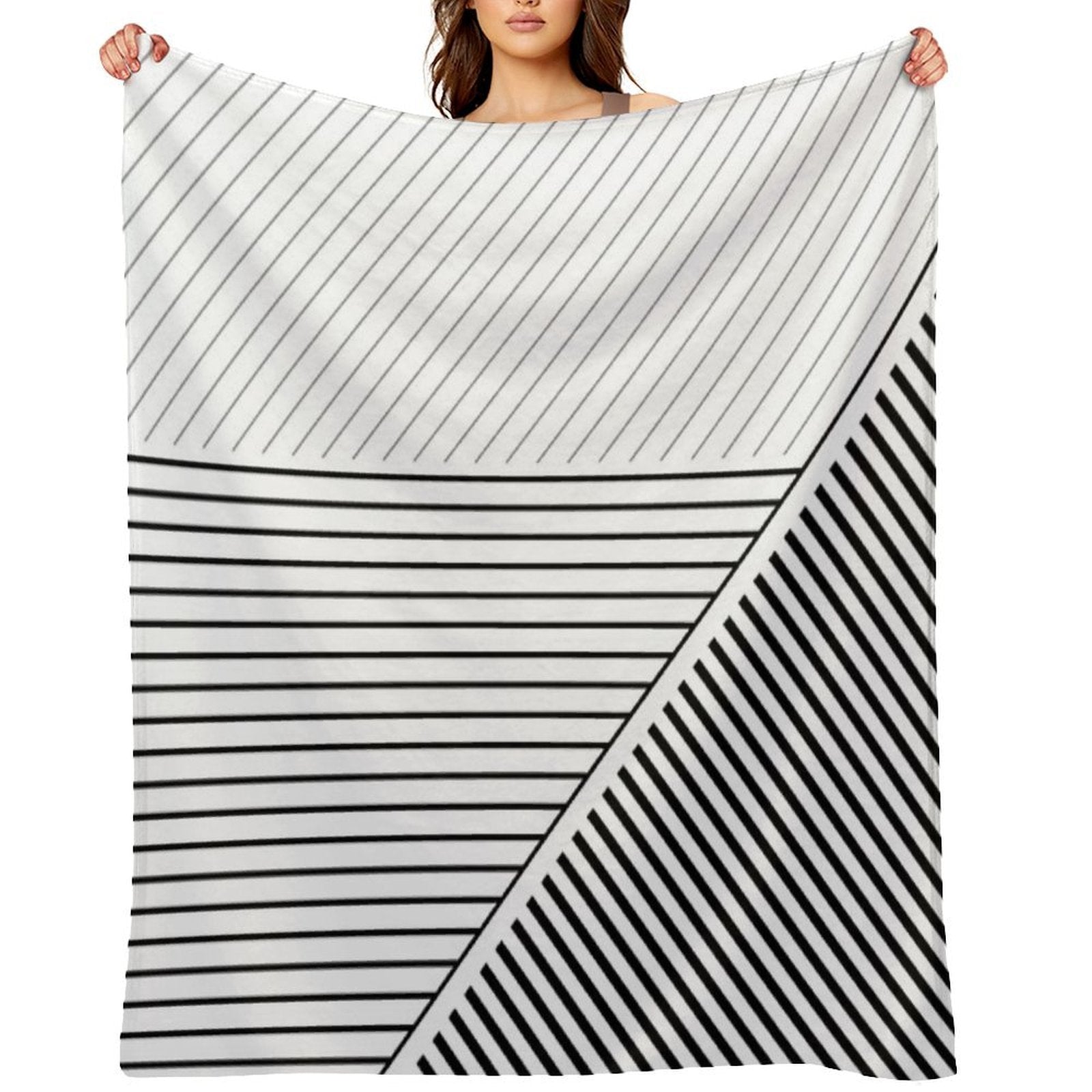 Black And White Geometric Lines Gift-ready Throw Blanket